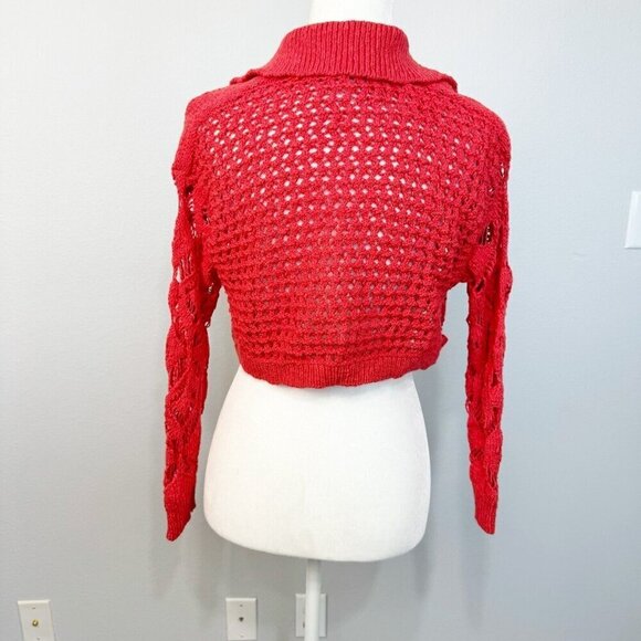Free People Women's Sedona Cardigan Crop Long Sleeve Button‎ Open Knit Orange XS - Picture 7 of 14